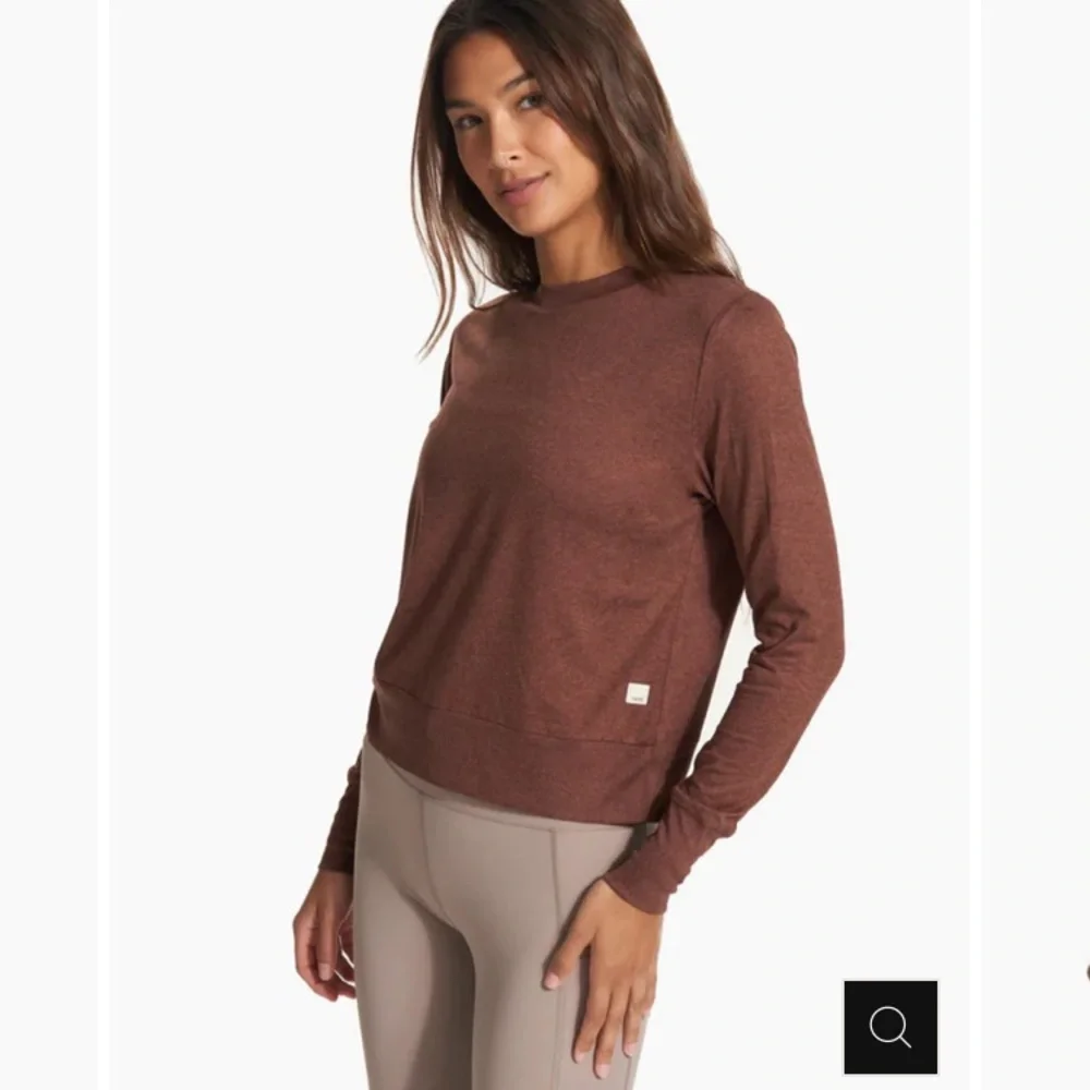 Vuori Daydream Brown Crew Neck Long Sleeve Tee in Mulberry Heather, Sz XS - Picture 3 of 14